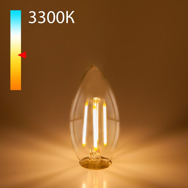 Филаментная светодиодная лампа "Свеча" C35 9W 3300K E14 (CW35 прозрачный) BLE1409