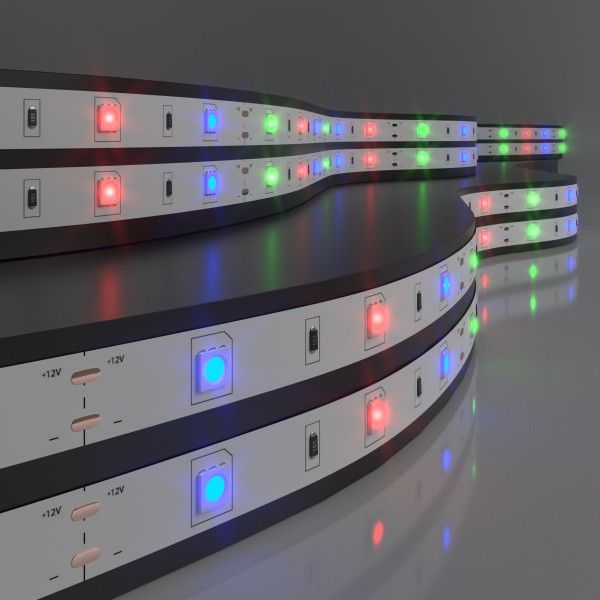 Светодиодная лента 12&nbsp;В 7,2&nbsp;Вт 30 Led/м 5050 IP20, мультиколор, 5 м Лента светодиодная 12V 7,2W 30Led 5050 IP20 RGB, 5м