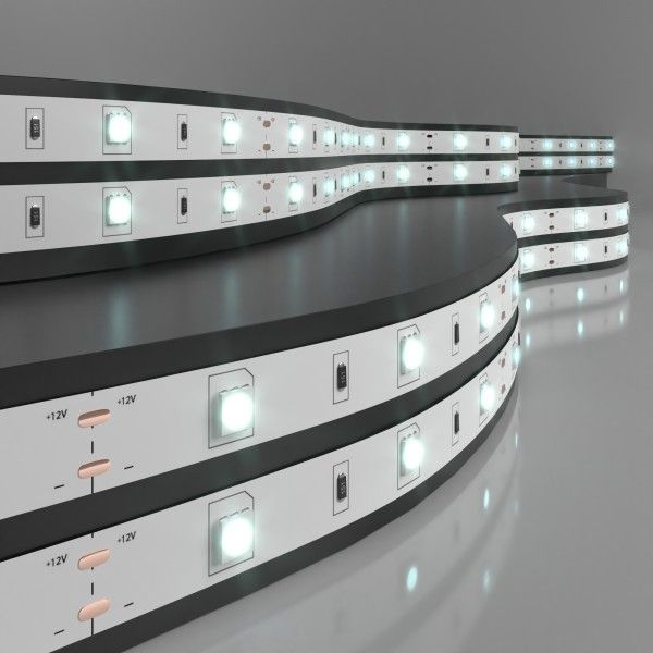Светодиодная лента 12&nbsp;В 7.2&nbsp;Вт/м 30 Led/м 5050 IP20, холодный белый 6500К, 5 м Лента светодиодная 12V 7,2W 30Led 5050 IP20 холодный белый, 5м