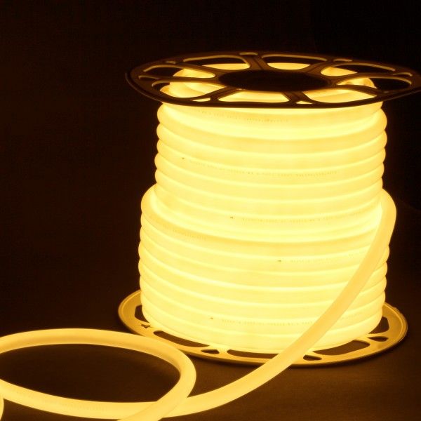 Светодиодный гибкий неон 220&nbsp;В 9.6&nbsp;Вт/м 144 Led 2835 IP67, круглый теплый белый 3300 K, 50 м Гибкий неон 220V 9,6W 144Led 2835 IP67 круглый теплый белый, 50 м