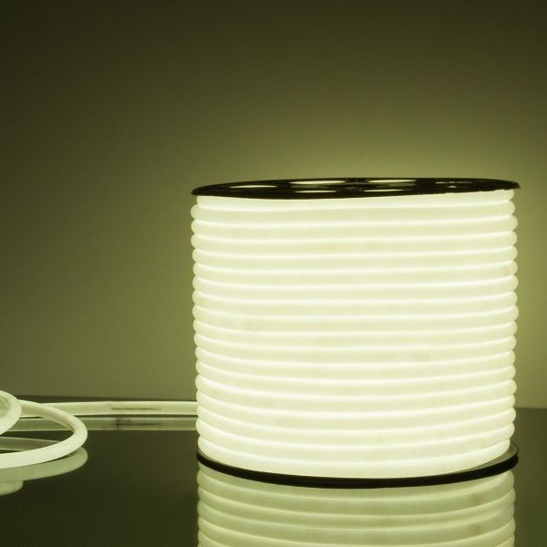 Светодиодный гибкий неон 220&nbsp;В 9.6&nbsp;Вт/м 144 Led/м 2835 IP67, круглый холодный белый 6500К, 50 м Гибкий неон 220V 9,6W 144Led 2835 IP67 круглый холодный белый, 50 м