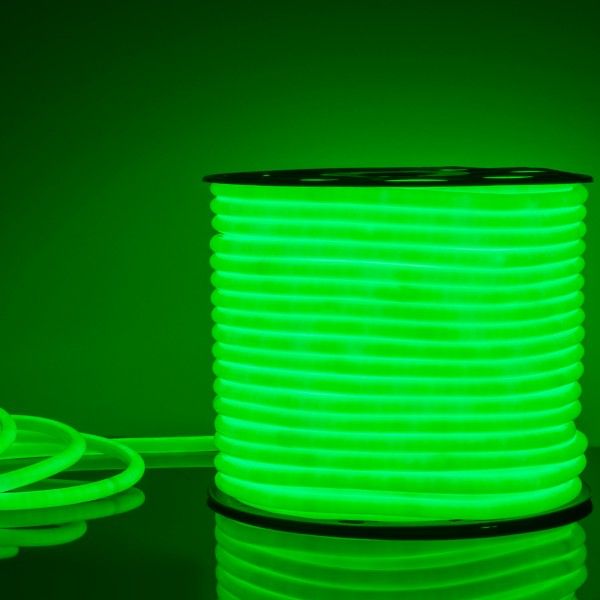 Светодиодный гибкий неон 220&nbsp;В 9.6&nbsp;Вт/м 144 Led/м 2835 IP67, круглый зеленый, 50 м Гибкий неон 220V 9,6W 144Led 2835 IP67 круглый зеленый, 50 м